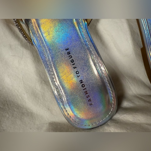 Fashion To Figure Sylvie Silver Holographic Iridescent Rhinestone Sandals 7 - Picture 14 of 16